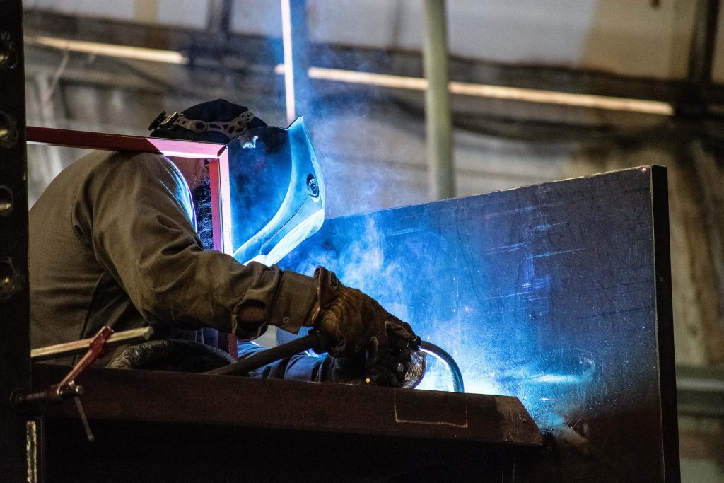 welder lit up while working